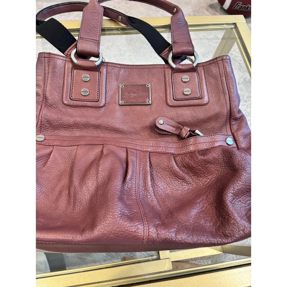 B Makowsky Vintage Cognac Brown Pebbled Leather Shoulder Bag Tote Silver - Picture 10 of 16